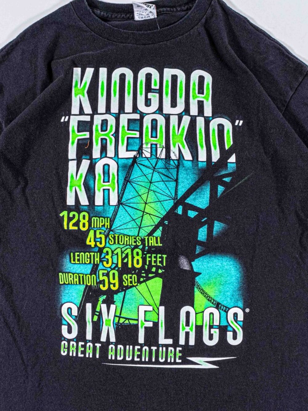 Six Flags Kingda Ka Freakin T-Shirt Large Y2K Great Adventure Coaster VTG - Picture 3 of 9